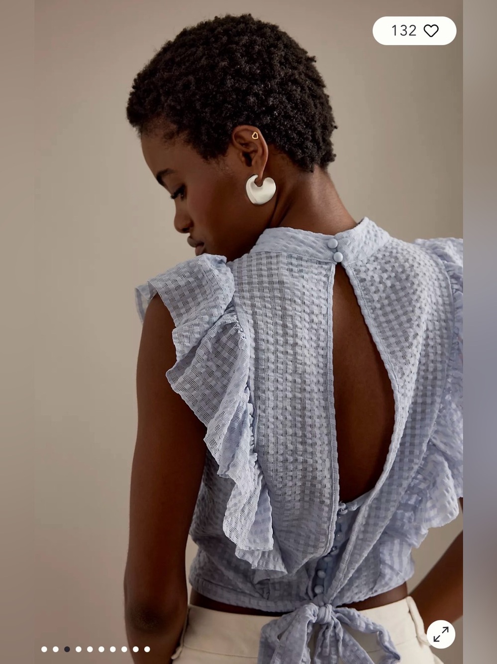 Anthropologie Maeve Cropped Ruffle mesh Top - Picture 3 of 10